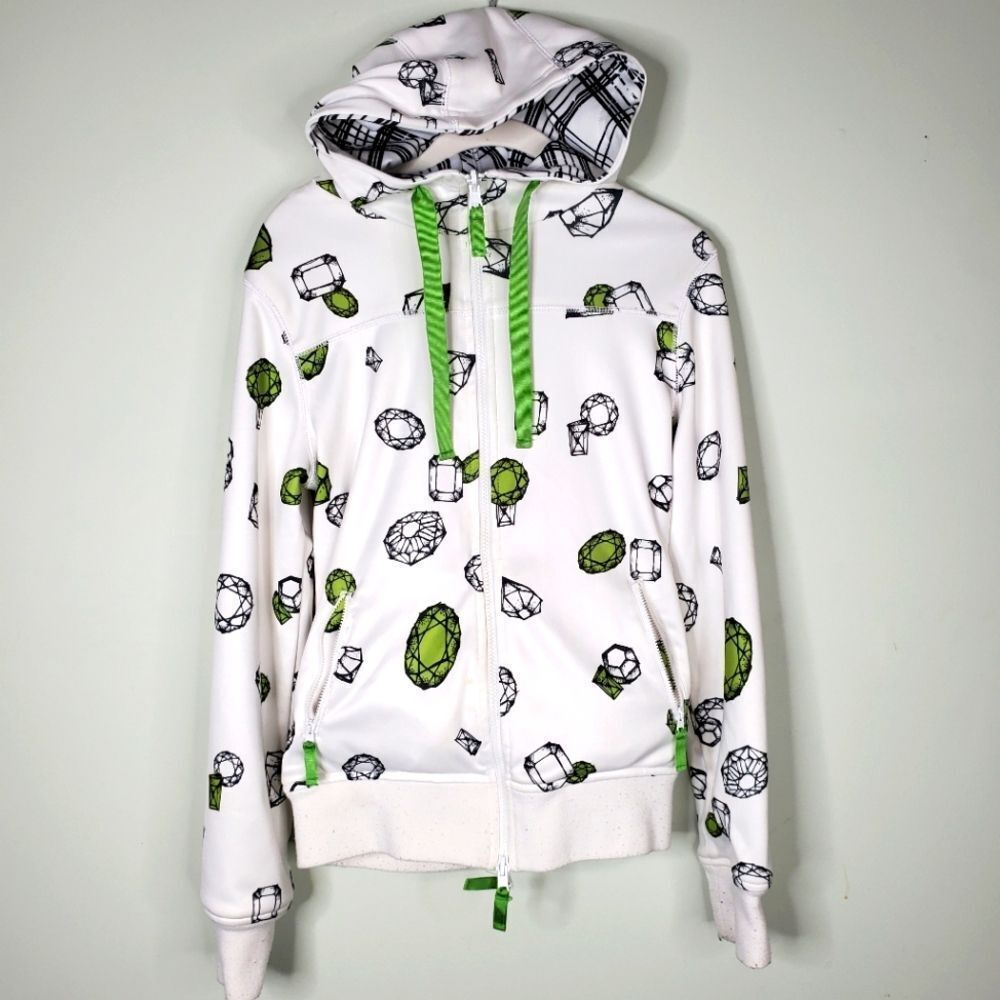 Empyre Vintage Y2K Gem and Black and White Plaid Reversible Zip Hoodie Size M